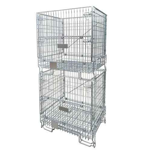 Collapsible Wire Mesh Containers Pallets Metal Foldable Cage with 500KG Capacity Heavy Duty Galvanized 5.0 /6.0mm 500-2000kgs
